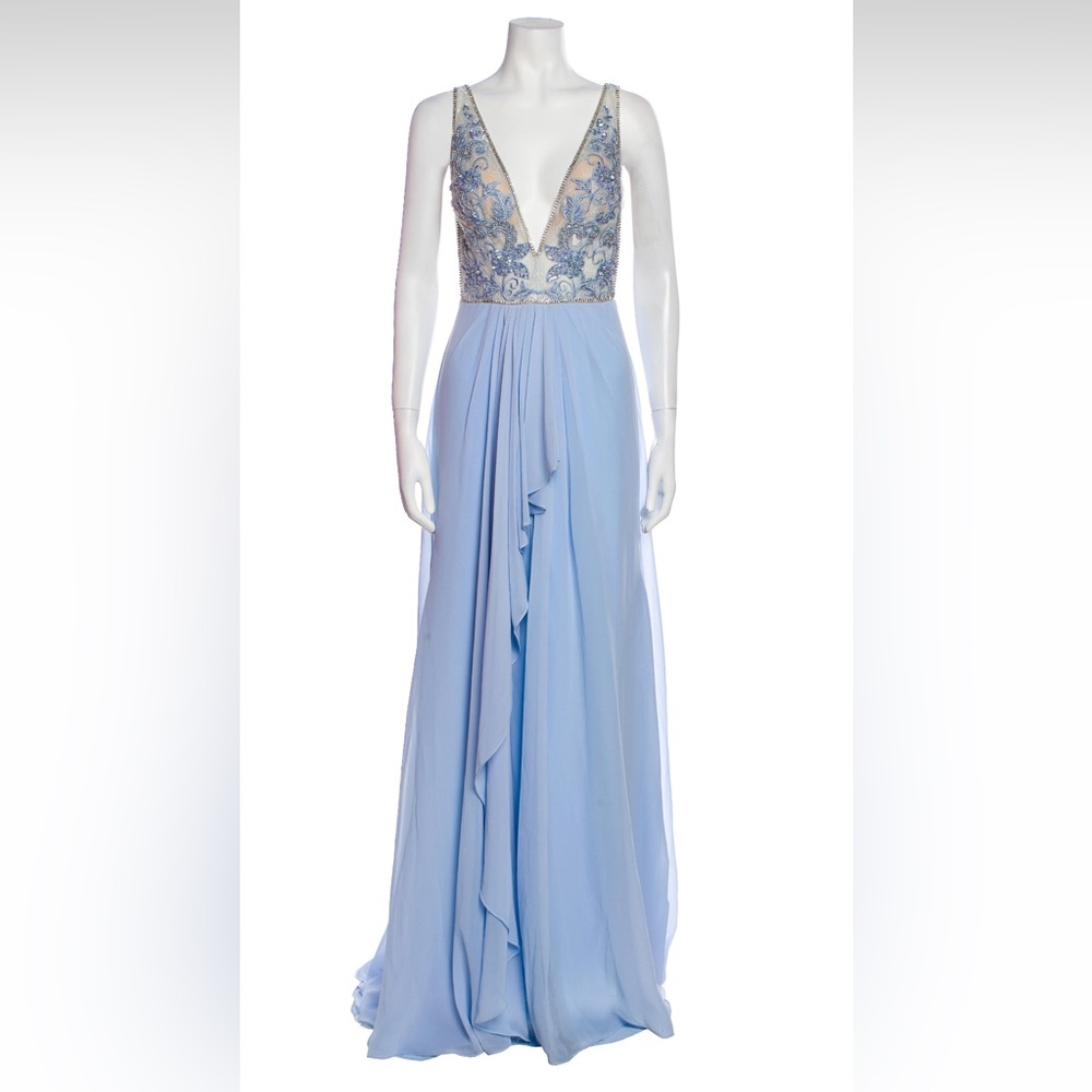 Terani Couture dress gown size 4 blue with beading